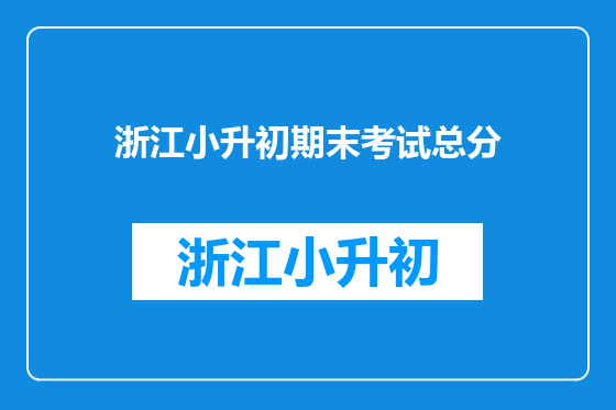 浙江小升初期末考试总分