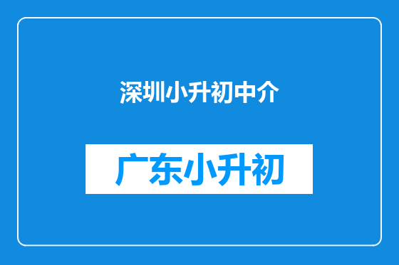 深圳小升初中介