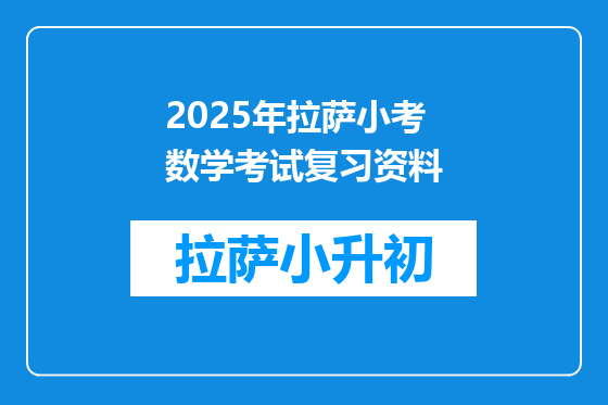 2025年拉萨小考数学考试复习资料