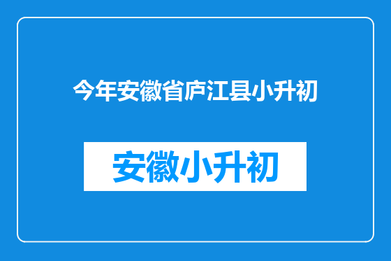 今年安徽省庐江县小升初