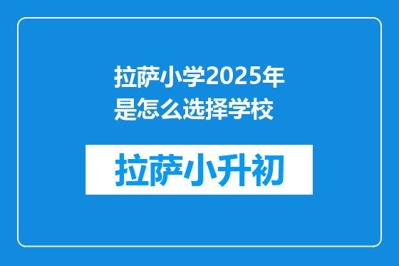 拉萨小学2025年是怎么选择学校