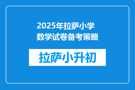 2025年拉萨小学数学试卷备考策略