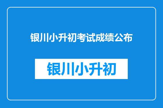 银川小升初考试成绩公布