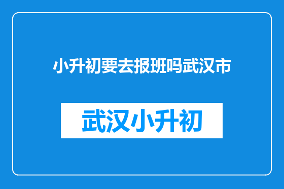 小升初要去报班吗武汉市