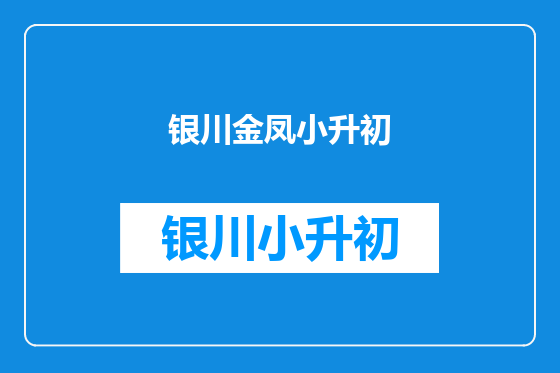 银川金凤小升初