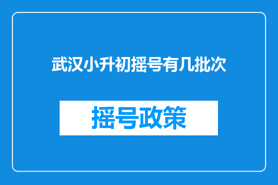 武汉小升初摇号有几批次