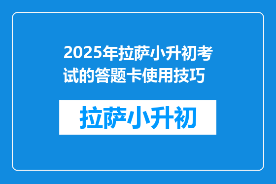 2025年拉萨小升初考试的答题卡使用技巧
