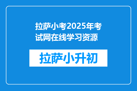 拉萨小考2025年考试网在线学习资源