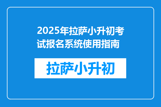 2025年拉萨小升初考试报名系统使用指南