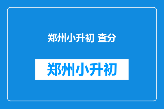 郑州小升初 查分