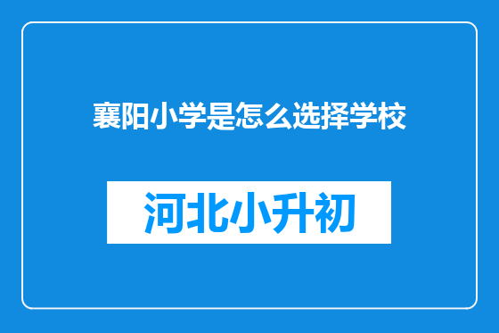 襄阳小学是怎么选择学校