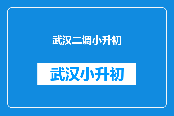 武汉二调小升初