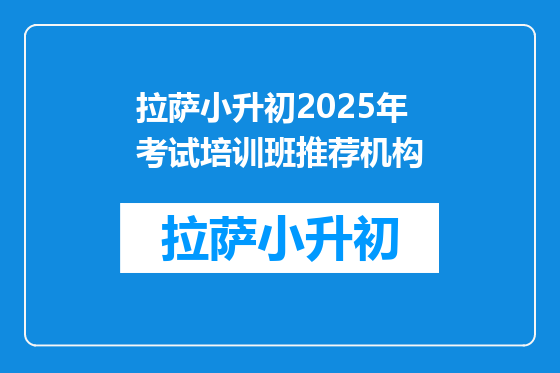 拉萨小升初2025年考试培训班推荐机构
