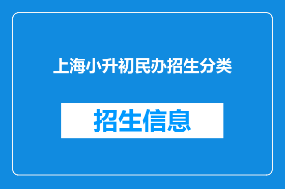 上海小升初民办招生分类