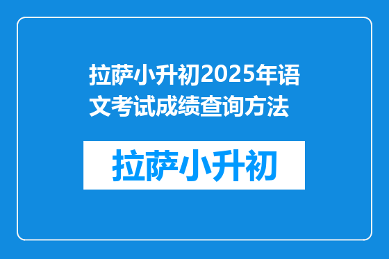 拉萨小升初2025年语文考试成绩查询方法