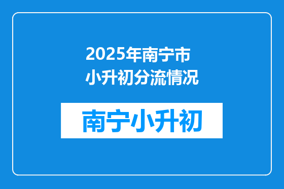 2025年南宁市小升初分流情况