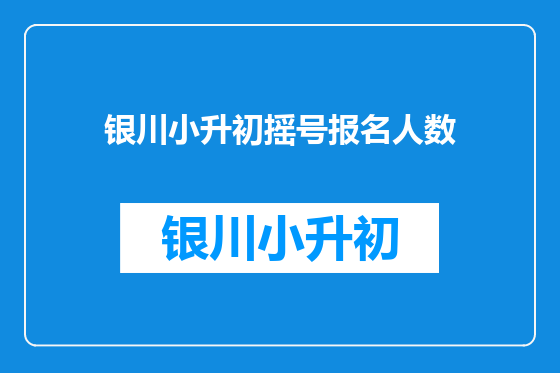 银川小升初摇号报名人数
