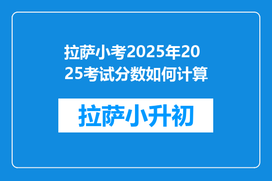 拉萨小考2025年2025考试分数如何计算