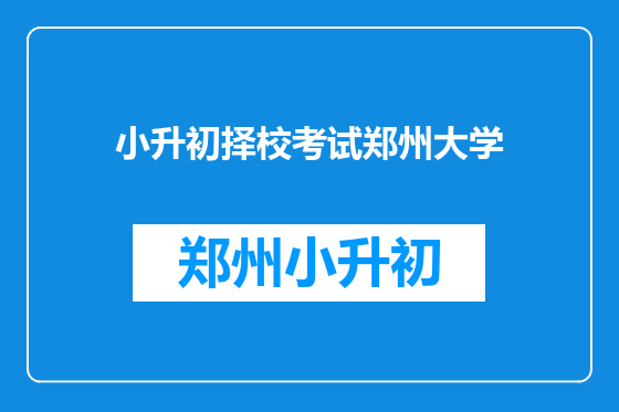 小升初择校考试郑州大学
