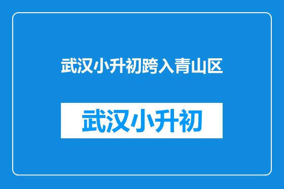武汉小升初跨入青山区