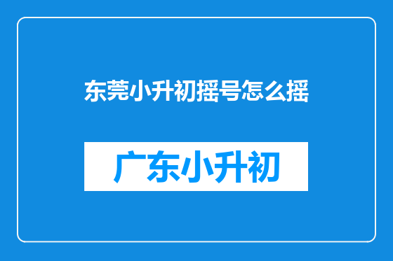 东莞小升初摇号怎么摇