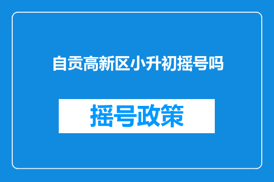 自贡高新区小升初摇号吗