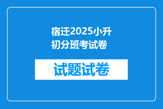 宿迁2025小升初分班考试卷