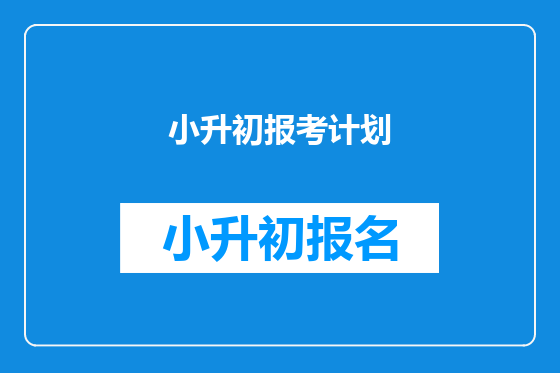 小升初报考计划