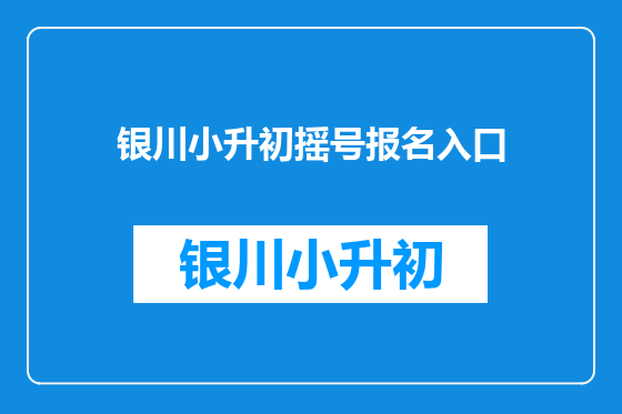 银川小升初摇号报名入口