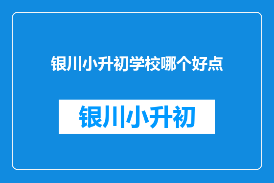 银川小升初学校哪个好点