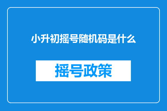 小升初摇号随机码是什么