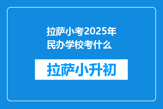 拉萨小考2025年民办学校考什么