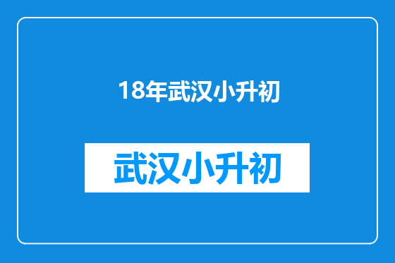 18年武汉小升初