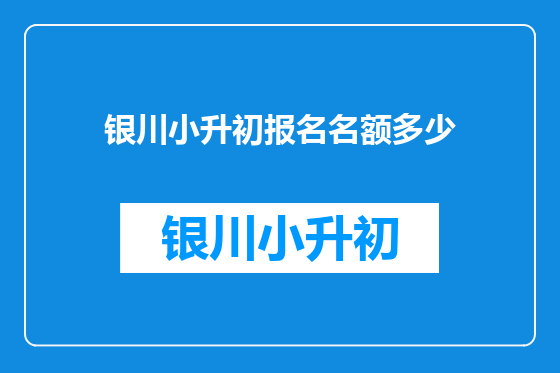 银川小升初报名名额多少