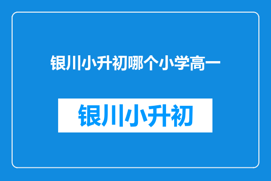 银川小升初哪个小学高一