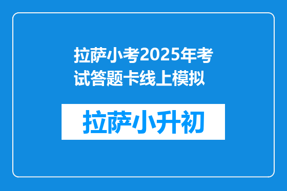 拉萨小考2025年考试答题卡线上模拟