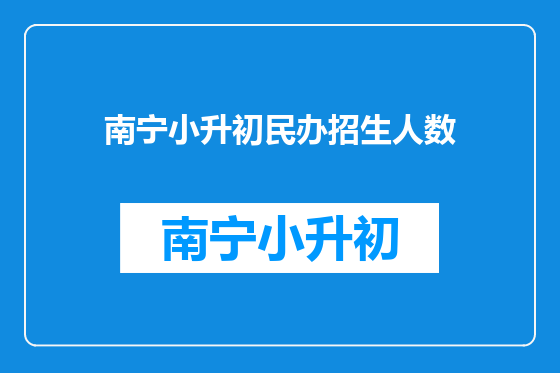 南宁小升初民办招生人数