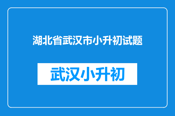 湖北省武汉市小升初试题
