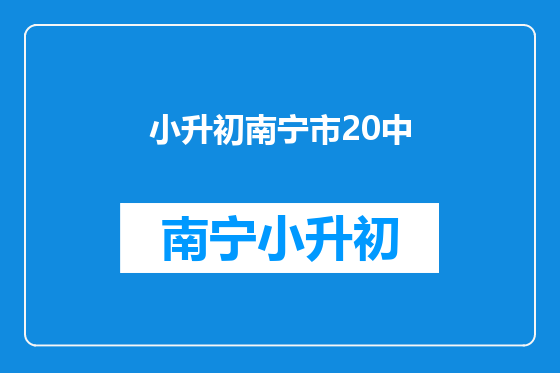 小升初南宁市20中