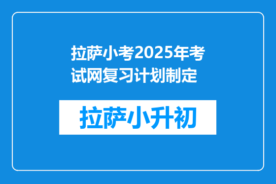 拉萨小考2025年考试网复习计划制定