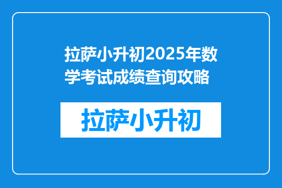 拉萨小升初2025年数学考试成绩查询攻略