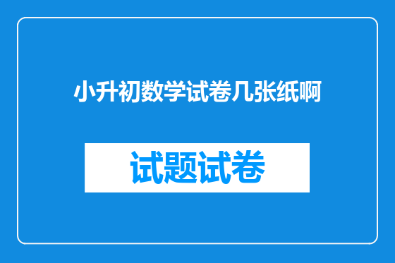 小升初数学试卷几张纸啊