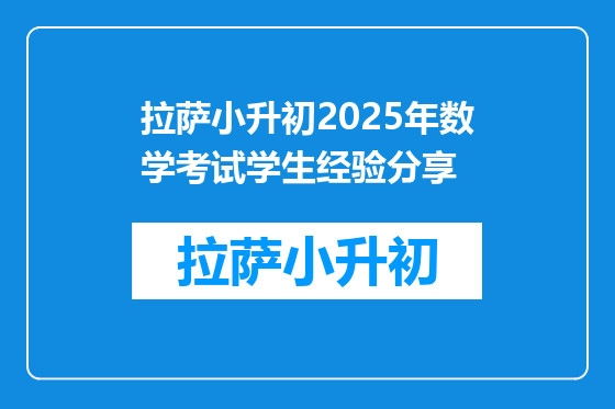拉萨小升初2025年数学考试学生经验分享