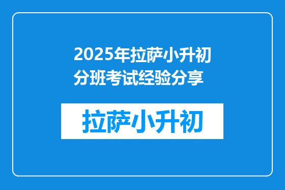 2025年拉萨小升初分班考试经验分享
