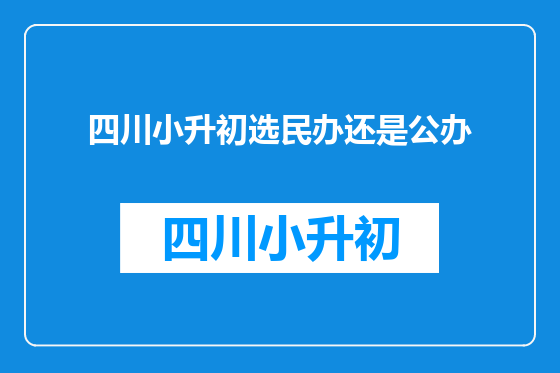 四川小升初选民办还是公办