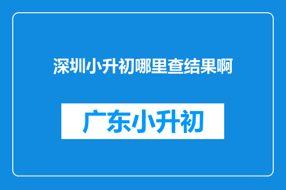 深圳小升初哪里查结果啊