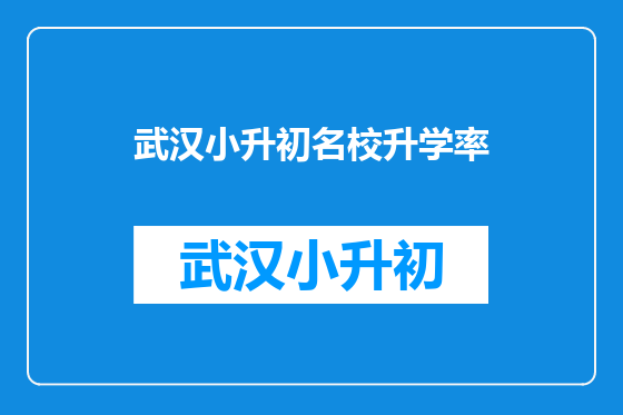 武汉小升初名校升学率