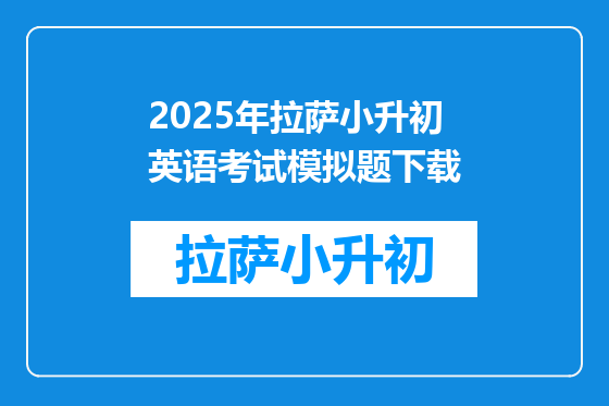 2025年拉萨小升初英语考试模拟题下载