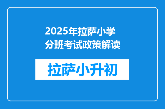 2025年拉萨小学分班考试政策解读