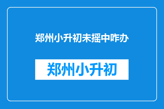 郑州小升初未摇中咋办